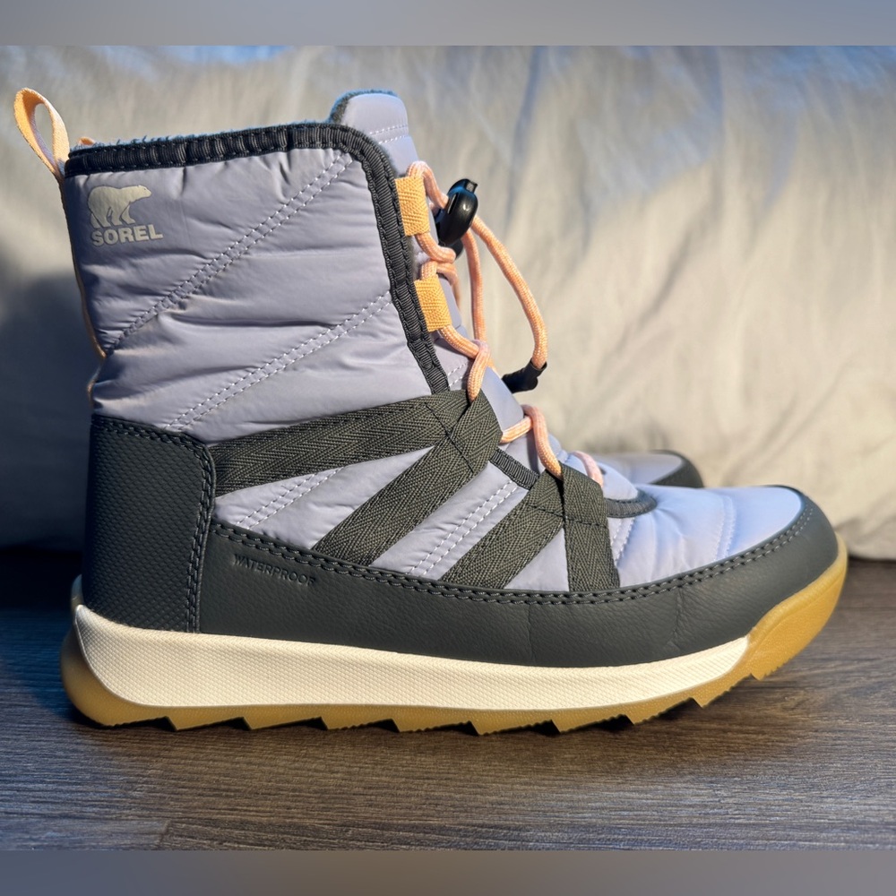 Kid’s Sorel Black and Orange Quilted Boots